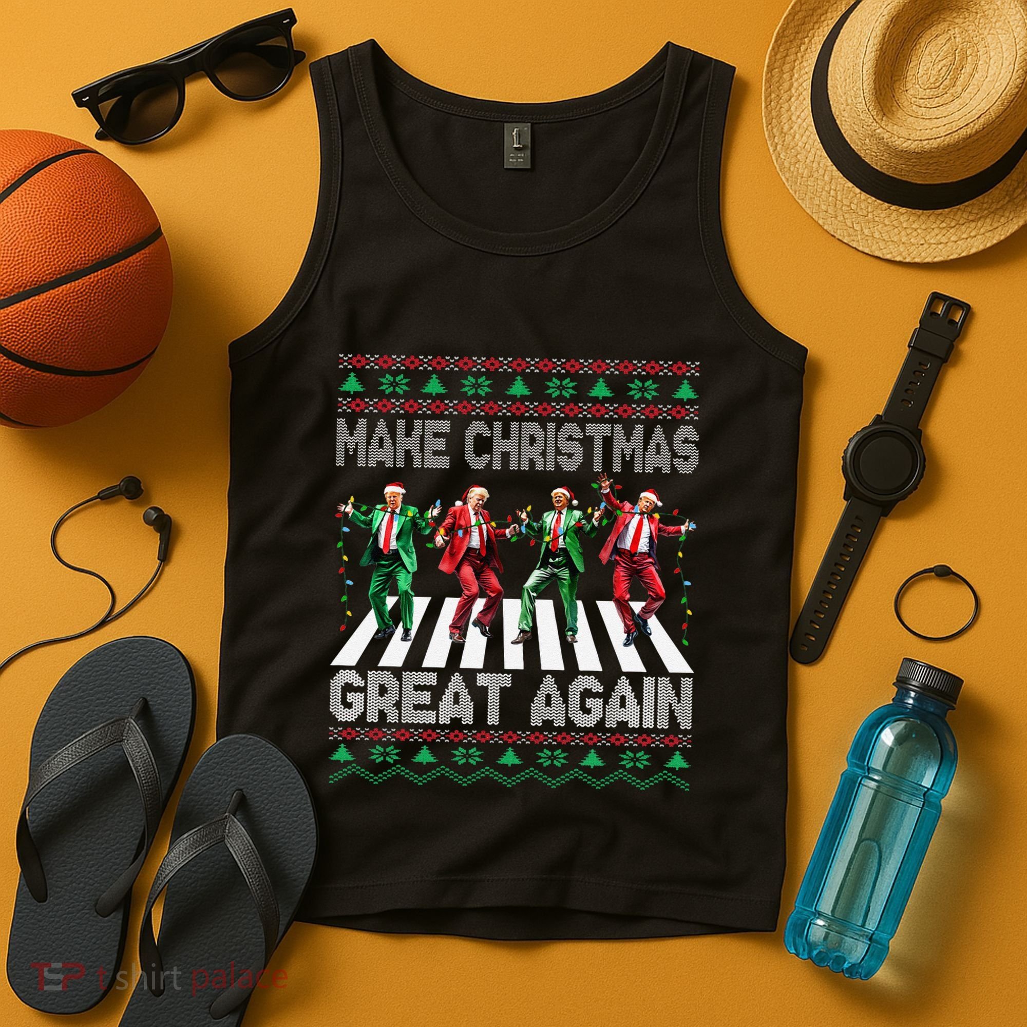 Make Christmas Great Again Ugly Sweaters Trump Dance Santa Tank Top