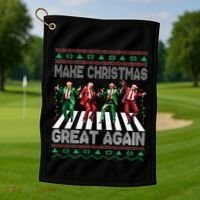 Make Christmas Great Again Ugly Sweaters Trump Dance Santa Golf Towel thumb 1