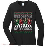 Make Christmas Great Again Ugly Sweaters Trump Dance Santa Women's Long Sleeve Shirt thumb 0