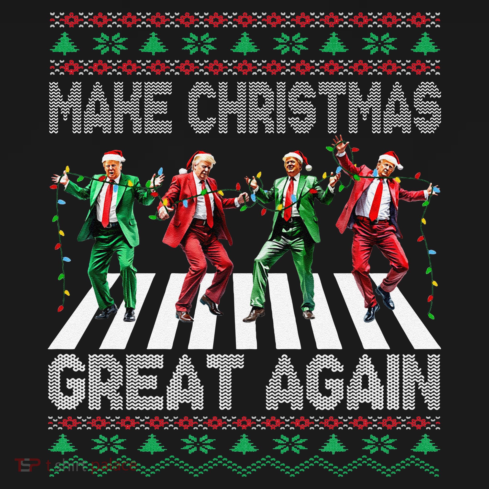 Make Christmas Great Again Ugly Sweaters Trump Dance Santa Women's Long Sleeve Shirt