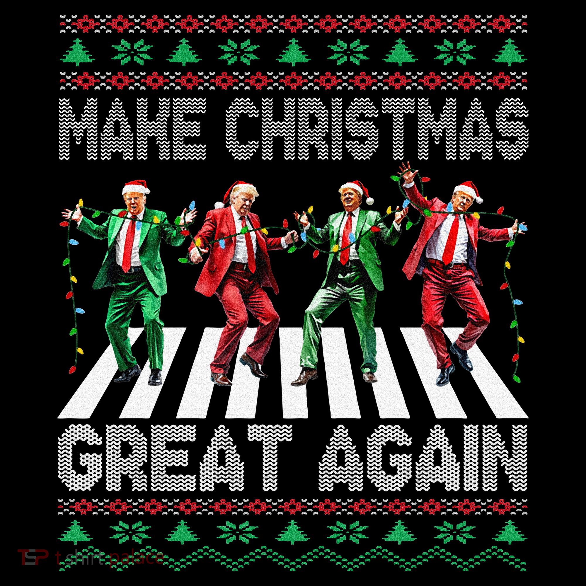 Make Christmas Great Again Ugly Sweaters Trump Dance Santa Women's T-Shirt