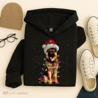 Merry Christmas German Shepherd Santa Hat Lights Xmas Hoodie thumb 4