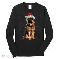 Merry Christmas German Shepherd Santa Hat Lights Xmas Long Sleeve Shirt thumb 0