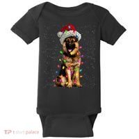 Merry Christmas German Shepherd Santa Hat Lights Xmas Baby Bodysuit thumb 0