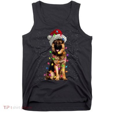 Merry Christmas German Shepherd Santa Hat Lights Xmas Tank Top