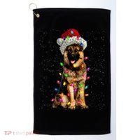 Merry Christmas German Shepherd Santa Hat Lights Xmas Golf Towel thumb 0