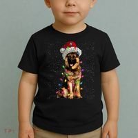 Merry Christmas German Shepherd Santa Hat Lights Xmas Toddler T-Shirt thumb 2