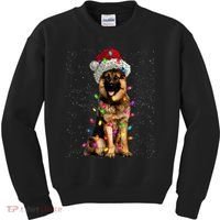 Merry Christmas German Shepherd Santa Hat Lights Xmas Kids Sweatshirt thumb 0
