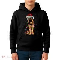 Merry Christmas German Shepherd Santa Hat Lights Xmas Kids Hoodie thumb 4