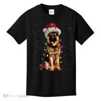 Merry Christmas German Shepherd Santa Hat Lights Xmas Kids T-Shirt thumb 0
