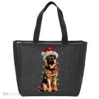 Merry Christmas German Shepherd Santa Hat Lights Xmas Tote Bag thumb 0