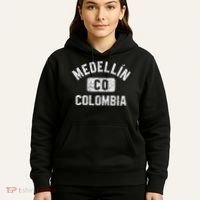 Medellin Colombia Gym Style Distressed White Print Hoodie thumb 5