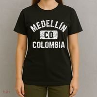Medellin Colombia Gym Style Distressed White Print T-Shirt thumb 4