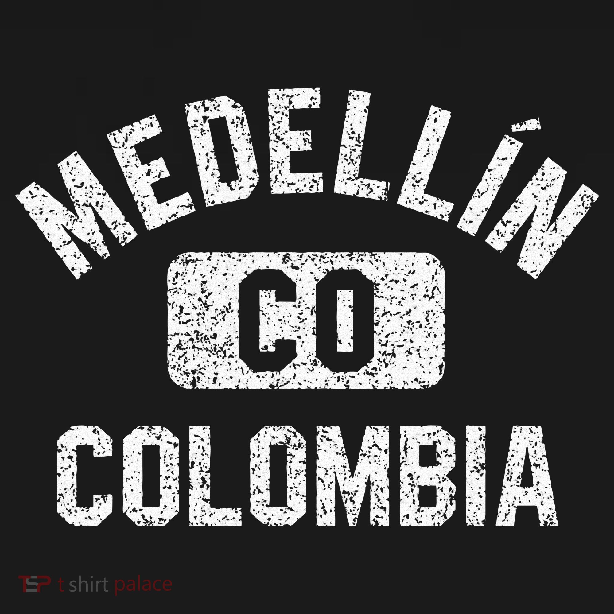 Medellin Colombia Gym Style Distressed White Print T-Shirt