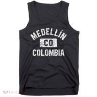 Medellin Colombia Gym Style Distressed White Print Tank Top thumb 0