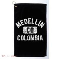 Medellin Colombia Gym Style Distressed White Print Golf Towel thumb 0