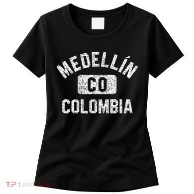 Medellin Colombia Gym Style Distressed White Print Women's T-Shirt