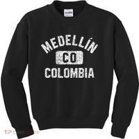 Medellin Colombia Gym Style Distressed White Print Kids Sweatshirt thumb 0