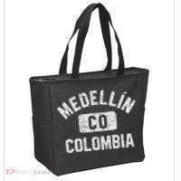 Medellin Colombia Gym Style Distressed White Print Tote Bag thumb 2