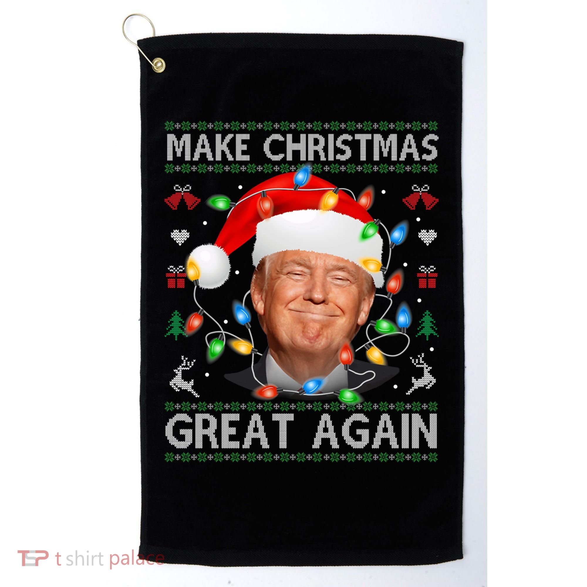 Make Christmas Great Again Funny Trump Ugly Christmas Gift Golf Towel