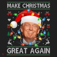 Make Christmas Great Again Funny Trump Ugly Christmas Gift Golf Towel thumb 3