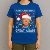 Make Christmas Great Again Funny Trump Ugly Christmas Gift T-Shirt thumb 4