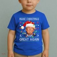 Make Christmas Great Again Funny Trump Ugly Christmas Gift Toddler T-Shirt thumb 2