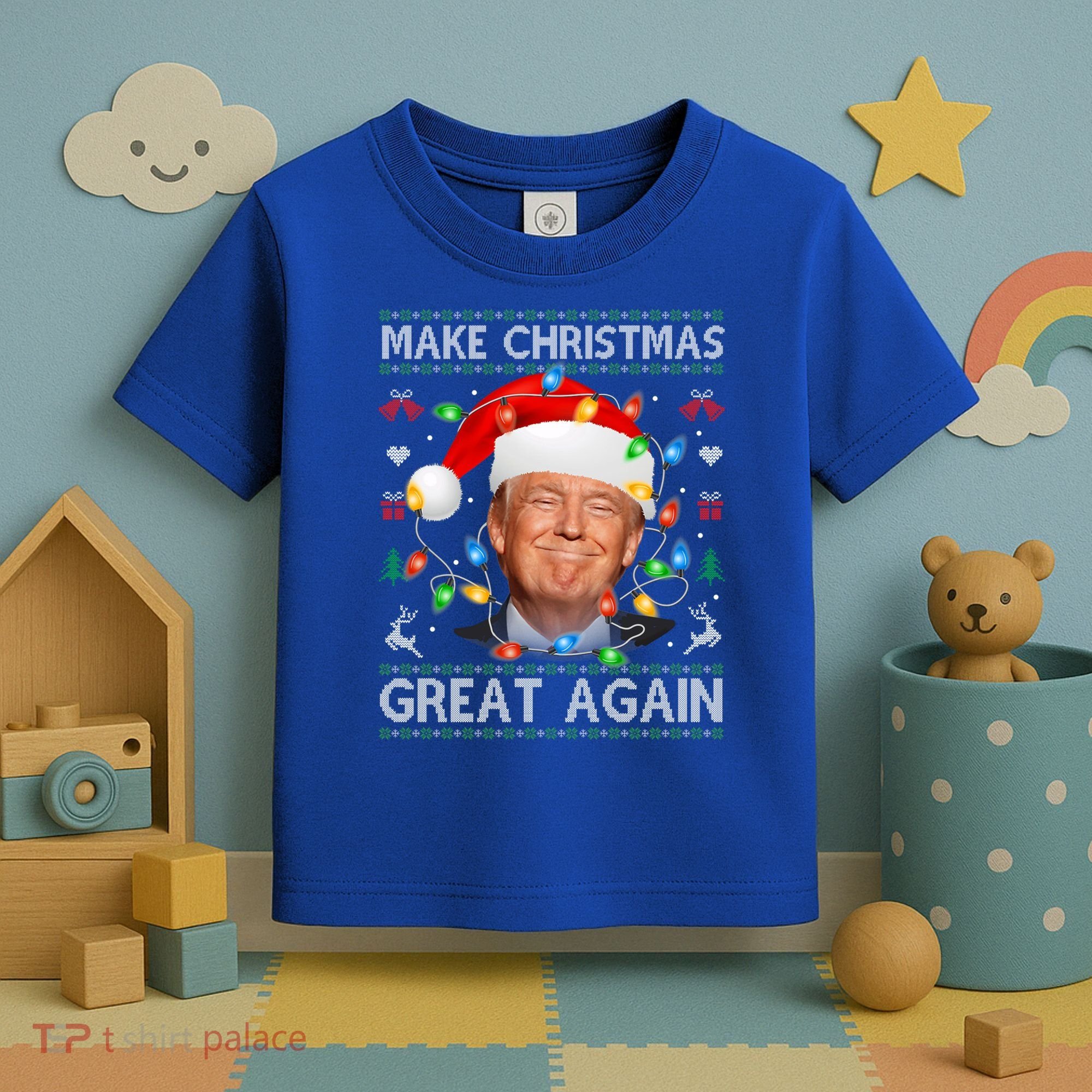 Make Christmas Great Again Funny Trump Ugly Christmas Gift Toddler T-Shirt