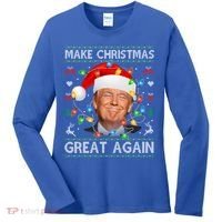 Make Christmas Great Again Funny Trump Ugly Christmas Gift Women's Long Sleeve Shirt thumb 0