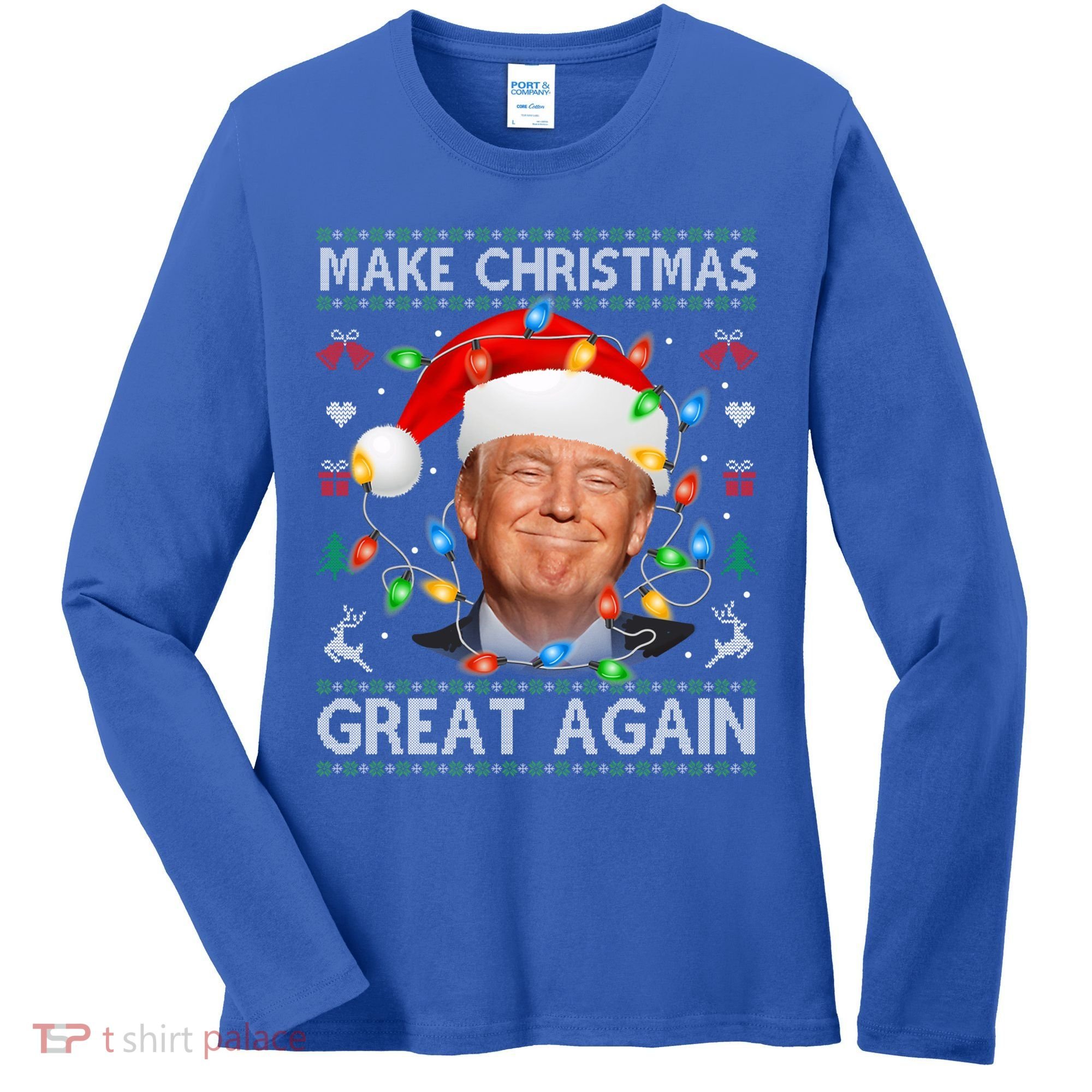 Make Christmas Great Again Funny Trump Ugly Christmas Gift Women's Long Sleeve Shirt