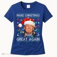 Make Christmas Great Again Funny Trump Ugly Christmas Gift Women's T-Shirt thumb 0