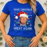 Make Christmas Great Again Funny Trump Ugly Christmas Gift Women's T-Shirt thumb 2