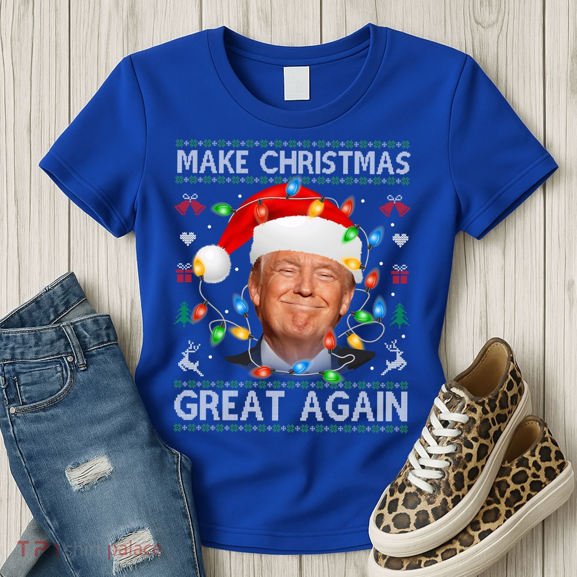 Make Christmas Great Again Funny Trump Ugly Christmas Gift Women's T-Shirt
