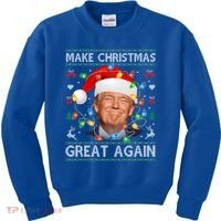 Make Christmas Great Again Funny Trump Ugly Christmas Gift Kids Sweatshirt thumb 0