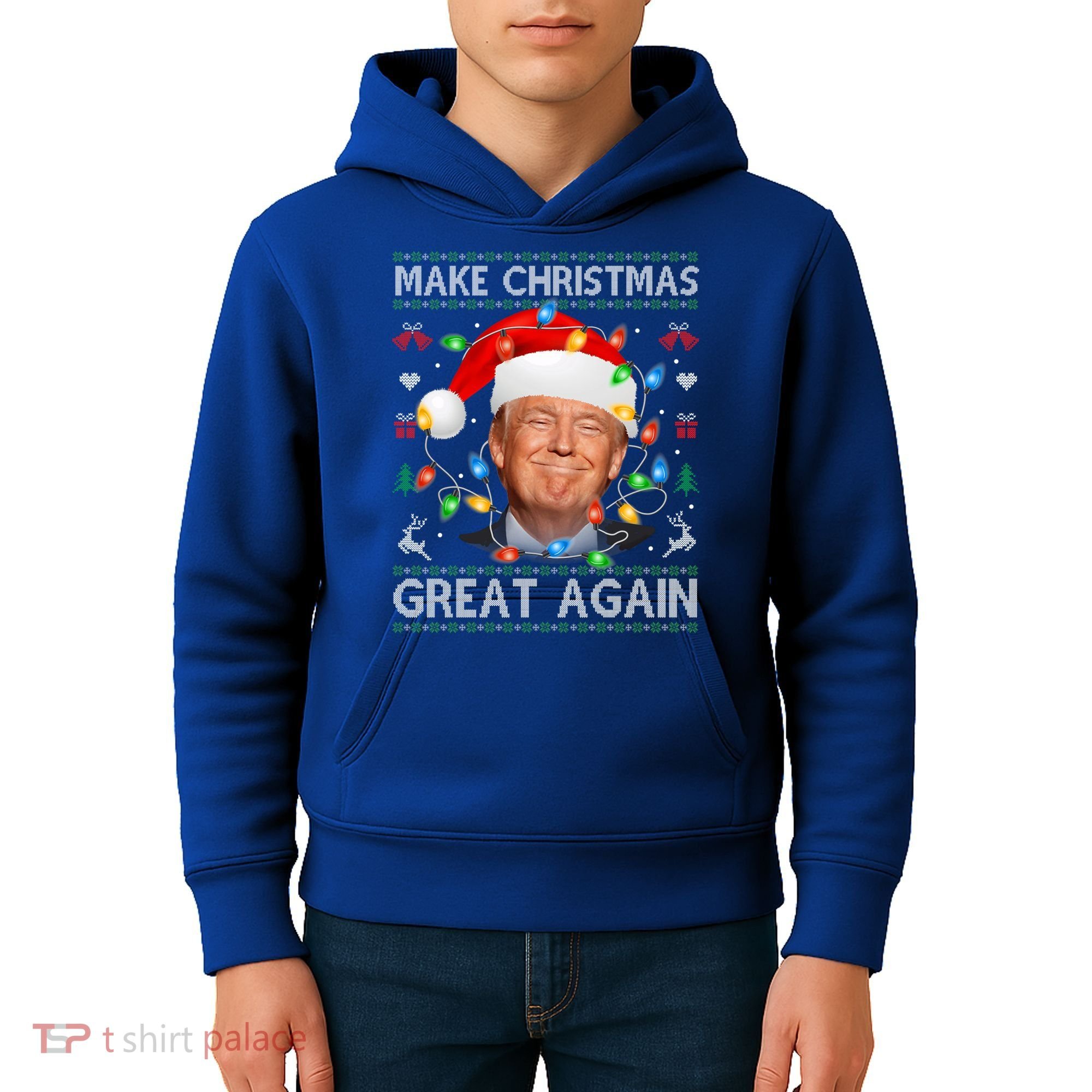 Make Christmas Great Again Funny Trump Ugly Christmas Gift Kids Hoodie