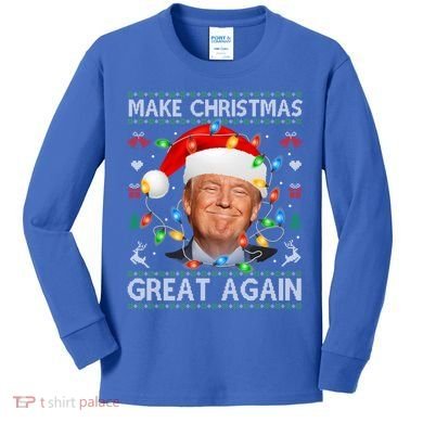 Make Christmas Great Again Funny Trump Ugly Christmas Gift Kids Long Sleeve Shirt