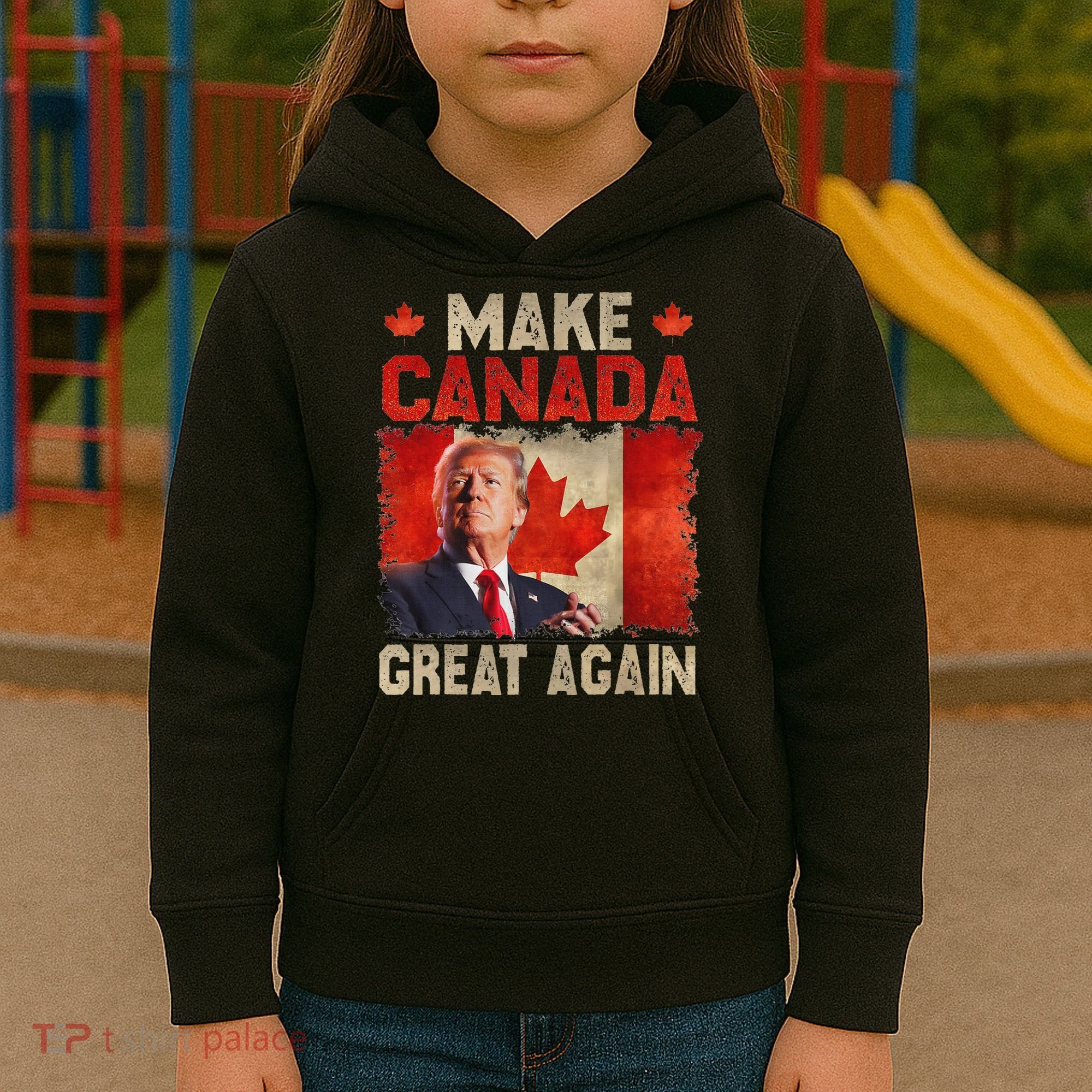 Make Canada Great Again Funny Trump President 2024 Kids Hoodie