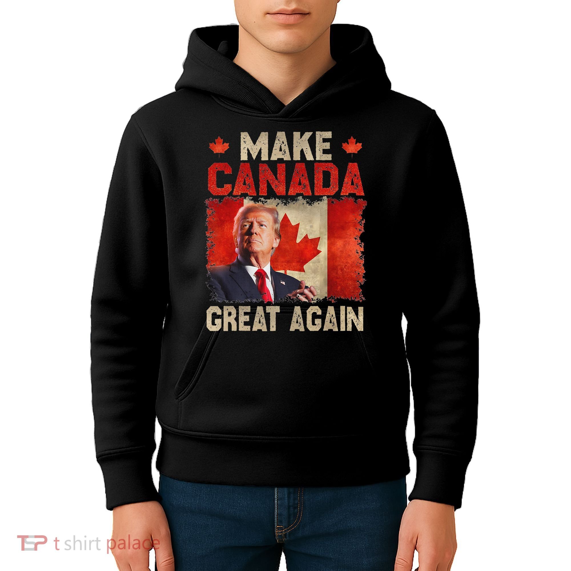 Make Canada Great Again Funny Trump President 2024 Kids Hoodie