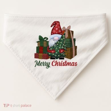 Merry Christmas Gnome Festive Holiday Gift USA-Made Doggie Bandana