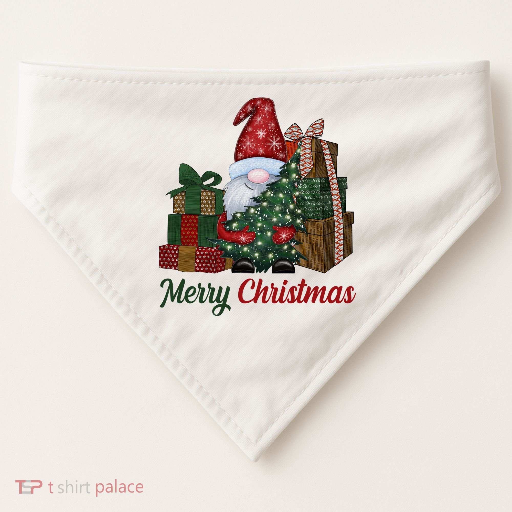 Merry Christmas Gnome Festive Holiday Gift USA-Made Doggie Bandana