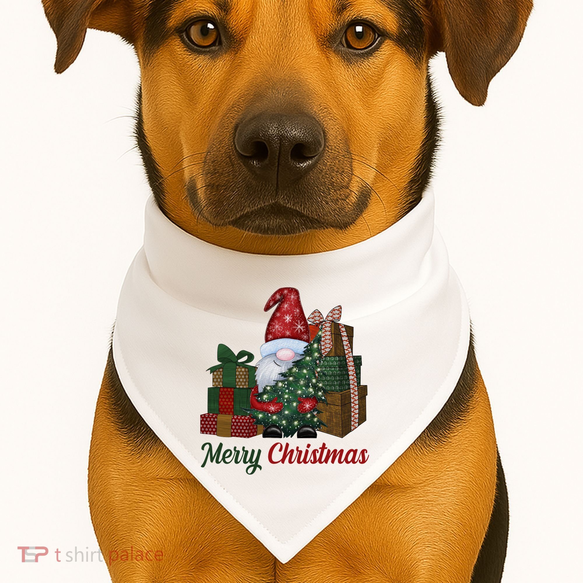 Merry Christmas Gnome Festive Holiday Gift USA-Made Doggie Bandana