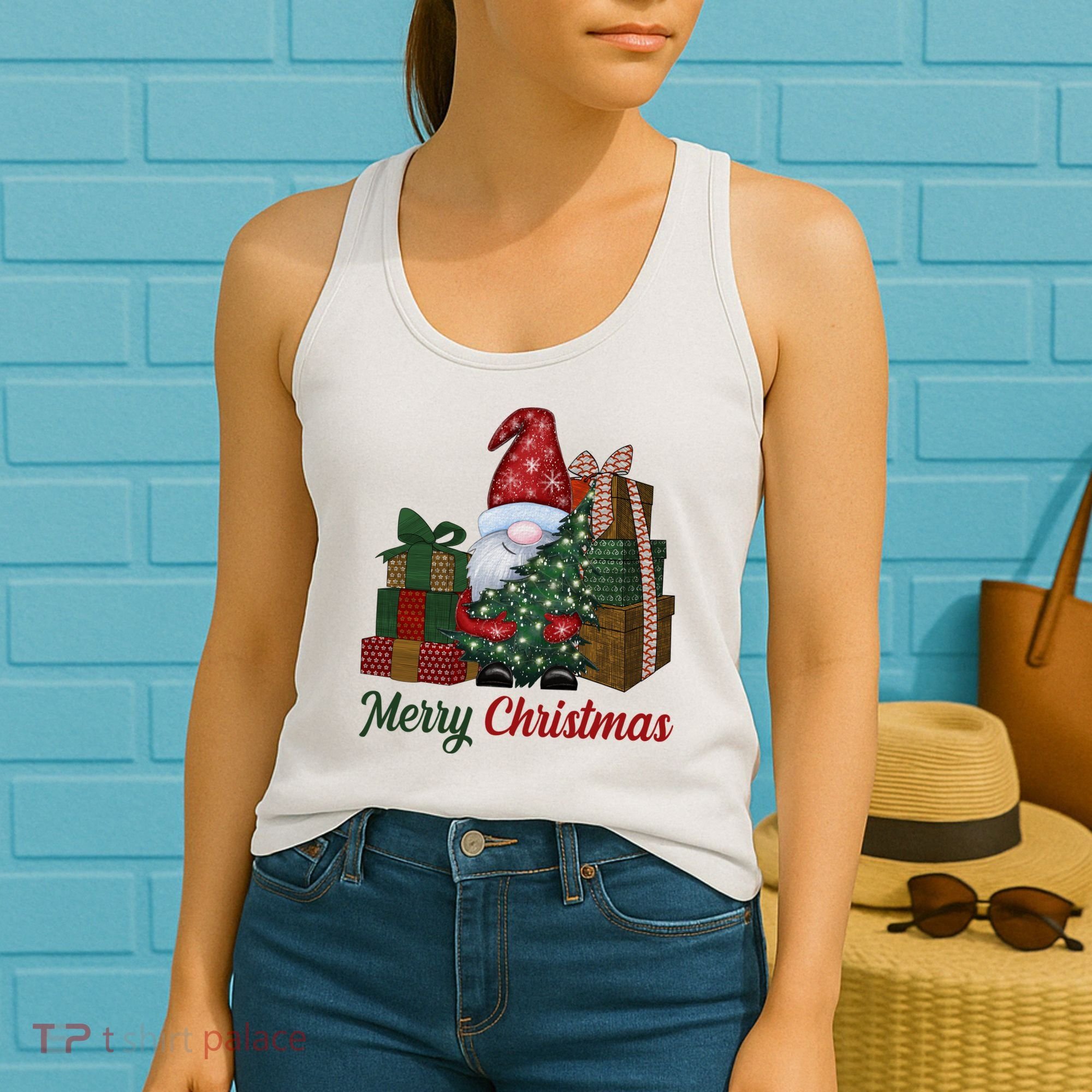 Merry Christmas Gnome Festive Holiday Gift Women's Tank Top