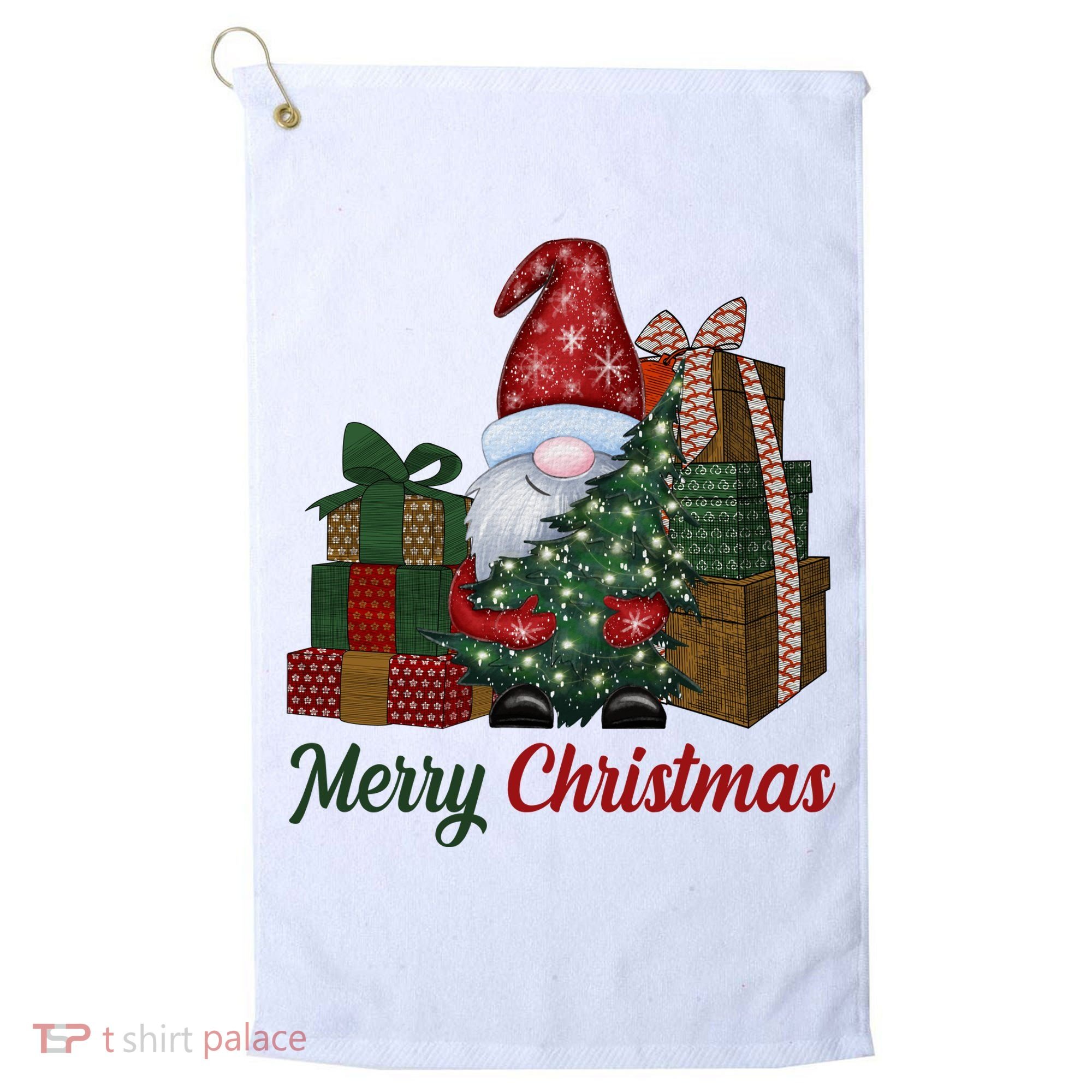 Merry Christmas Gnome Festive Holiday Gift Golf Towel