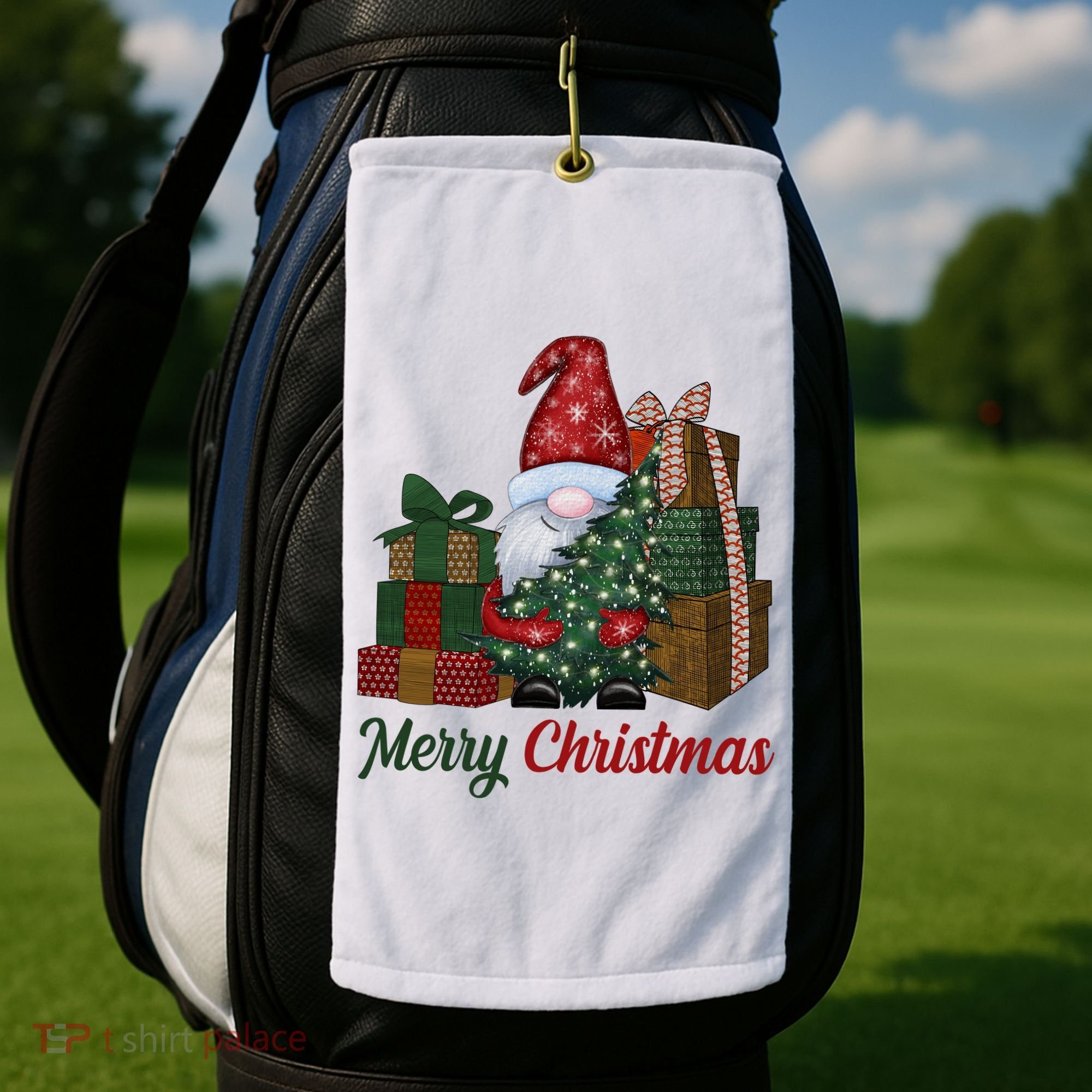 Merry Christmas Gnome Festive Holiday Gift Golf Towel