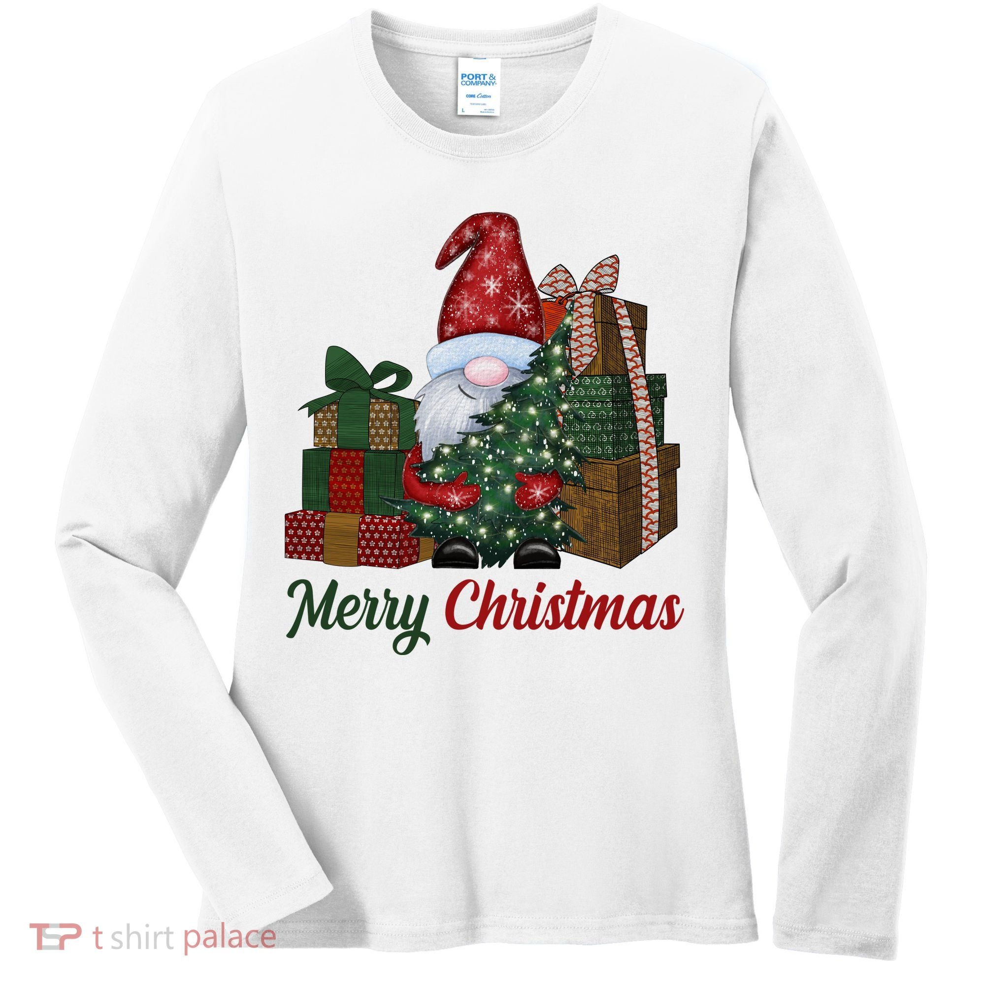 Merry Christmas Gnome Festive Holiday Gift Women's Long Sleeve Shirt