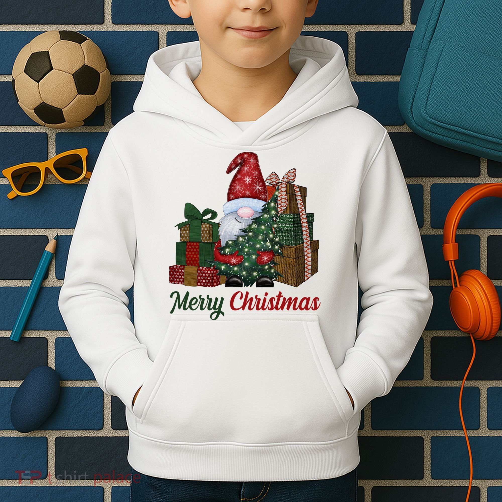 Merry Christmas Gnome Festive Holiday Gift Kids Hoodie