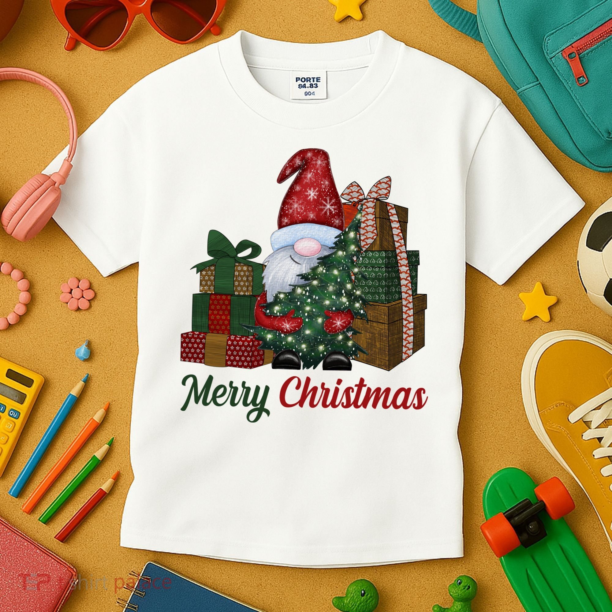 Merry Christmas Gnome Festive Holiday Gift Kids T-Shirt