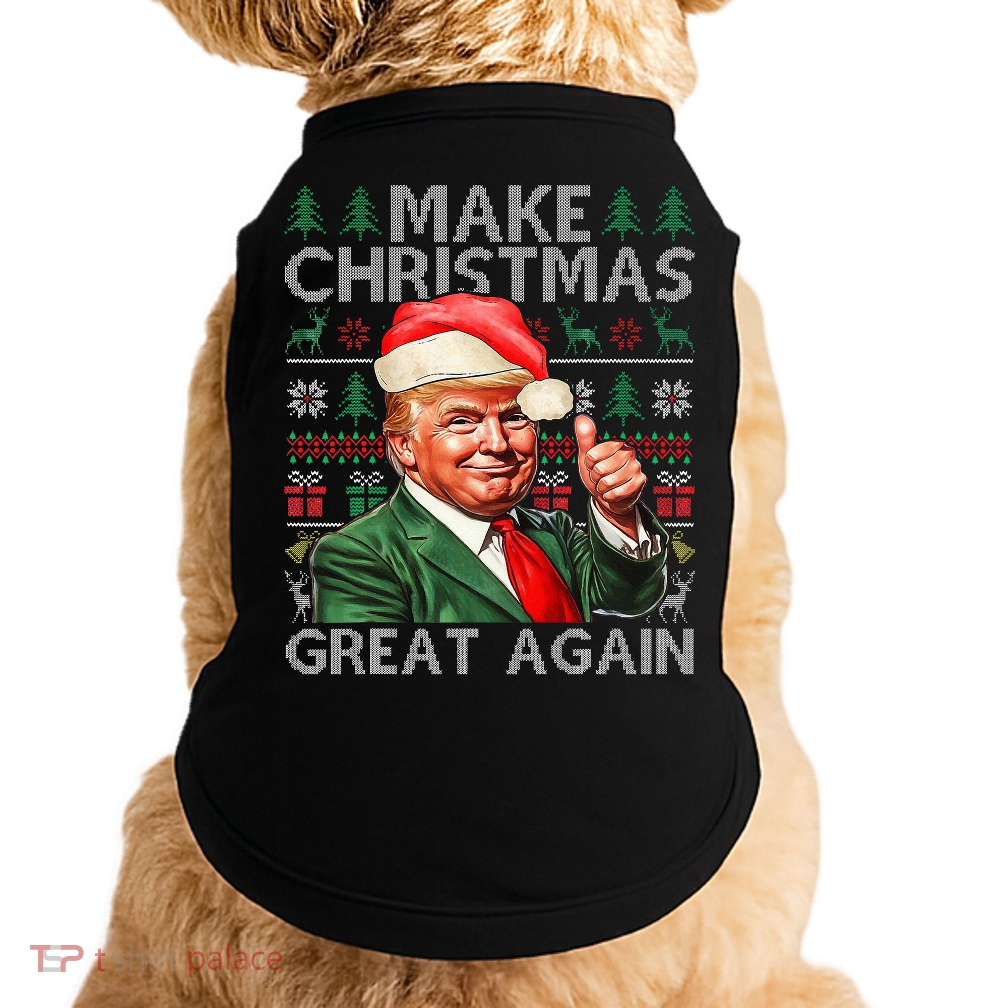 Make Christmas Great Again Funny Trump Xmas Snow Doggie Tank