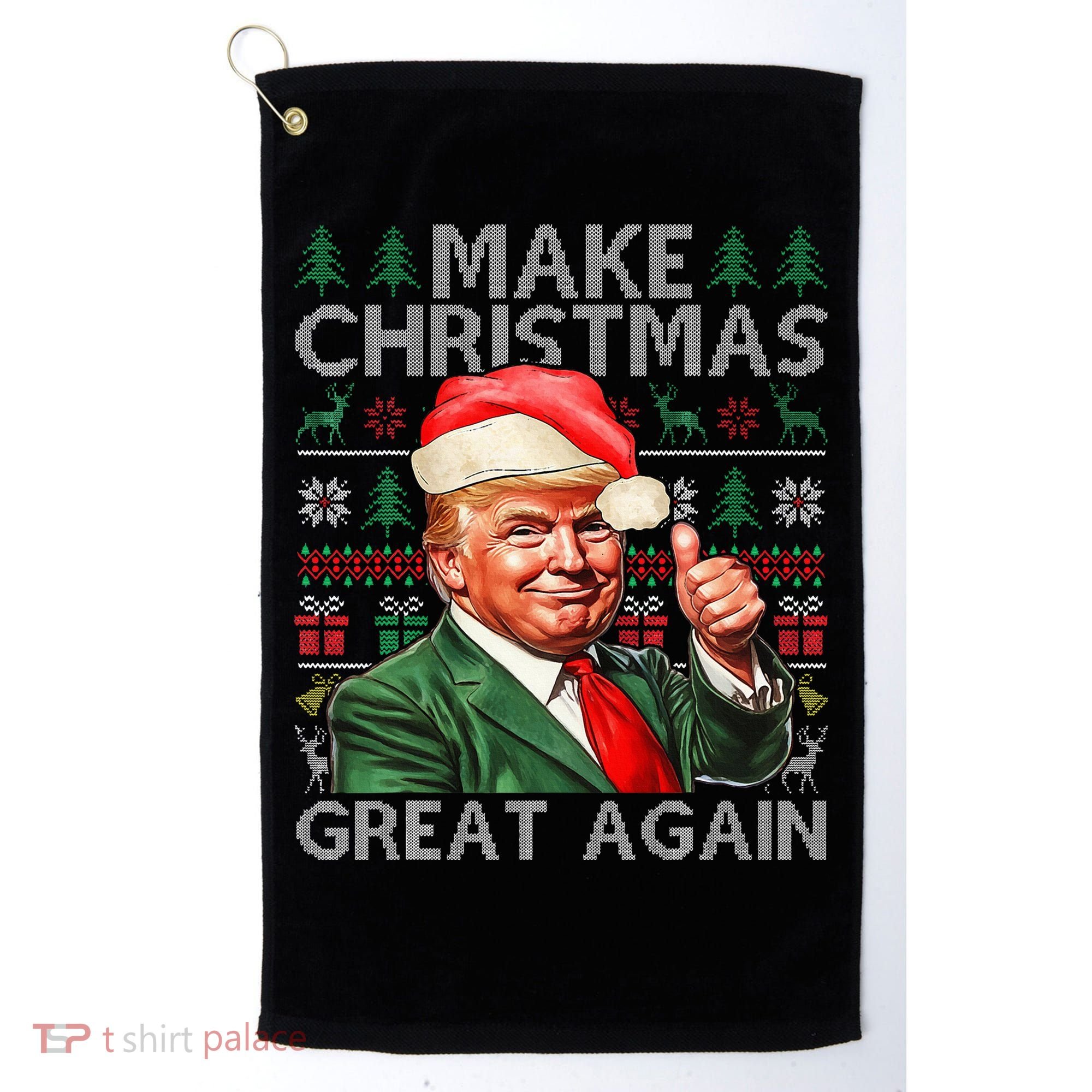 Make Christmas Great Again Funny Trump Xmas Snow Golf Towel