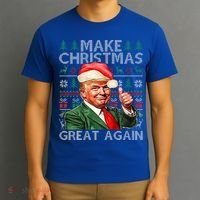 Make Christmas Great Again Funny Trump Xmas Snow T-Shirt thumb 3